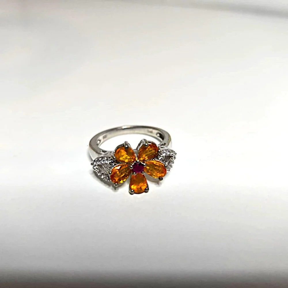 Orange Flower Ring - Picture 5 of 8